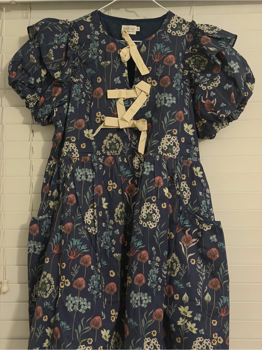 Shop the Mint Navy Floral Dress with Cream Bow Ties